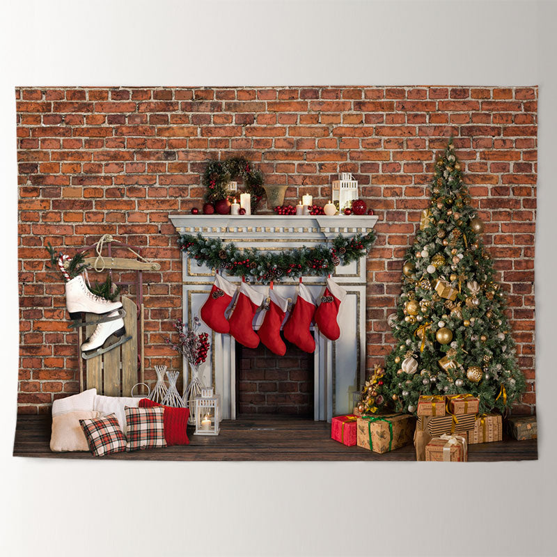Aperturee - Vintage Brick Wall Stock Gift Christmas Backdrop