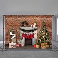 Aperturee - Vintage Brick Wall Stock Gift Christmas Backdrop