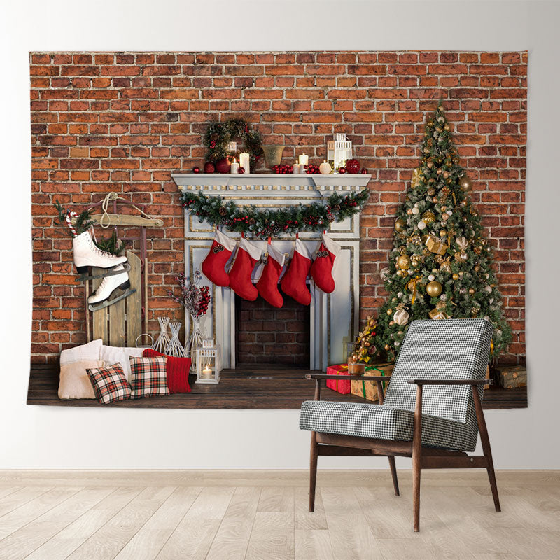 Aperturee - Vintage Brick Wall Stock Gift Christmas Backdrop