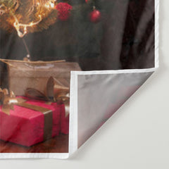 Aperturee - Vintage Fireplace Stars Deer Christmas Backdrop