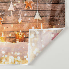 Aperturee - Warm Light Gingerman Snow Wood Christmas Backdrop