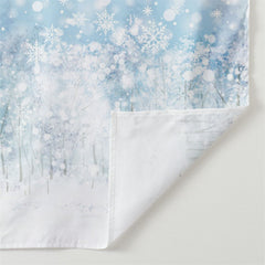 Aperturee - White Blue Snow Forest Winter Scene Backdrop