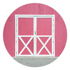 Aperturee - White Door Pink Wood Round Wedding Decro Backdrop