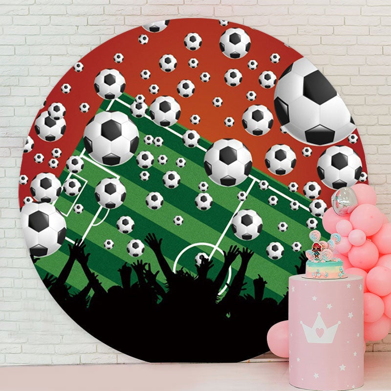 Aperturee - White Football Round Happy Birthday Backdrop