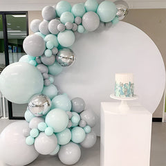 Aperturee - White Round Cover Polyester Pure Birthday Party Photography Backdrop