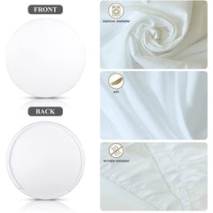 Aperturee - White Round Cover Polyester Pure Birthday Party Photography Backdrop