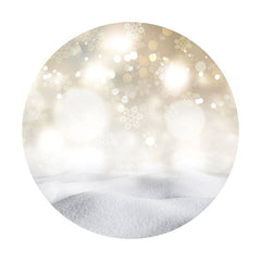 Aperturee - White Snowflake Round Happy Birthday Backdrop
