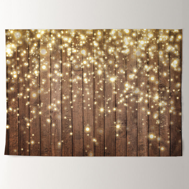 Aperturee - Wood Light Spot Glitter Winter Christmas Backdrop