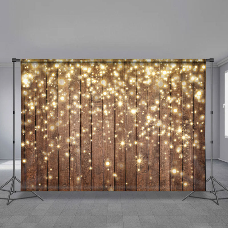 Aperturee - Wood Light Spot Glitter Winter Christmas Backdrop