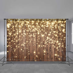 Aperturee - Wood Light Spot Glitter Winter Christmas Backdrop