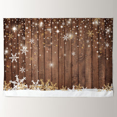 Aperturee - Wood Snowflake Glitter Winter Christmas Backdrop