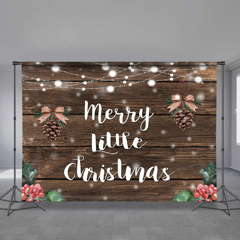 Aperturee - Wooden Glitter Merry Little Christmas Backdrop